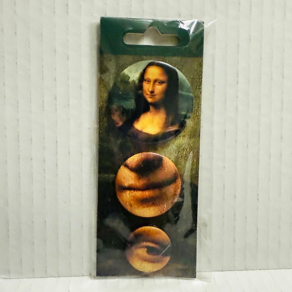 Set of 3 Pins Mona Lisa Official‎ Museum Boutique Louvre in Paris France Badge